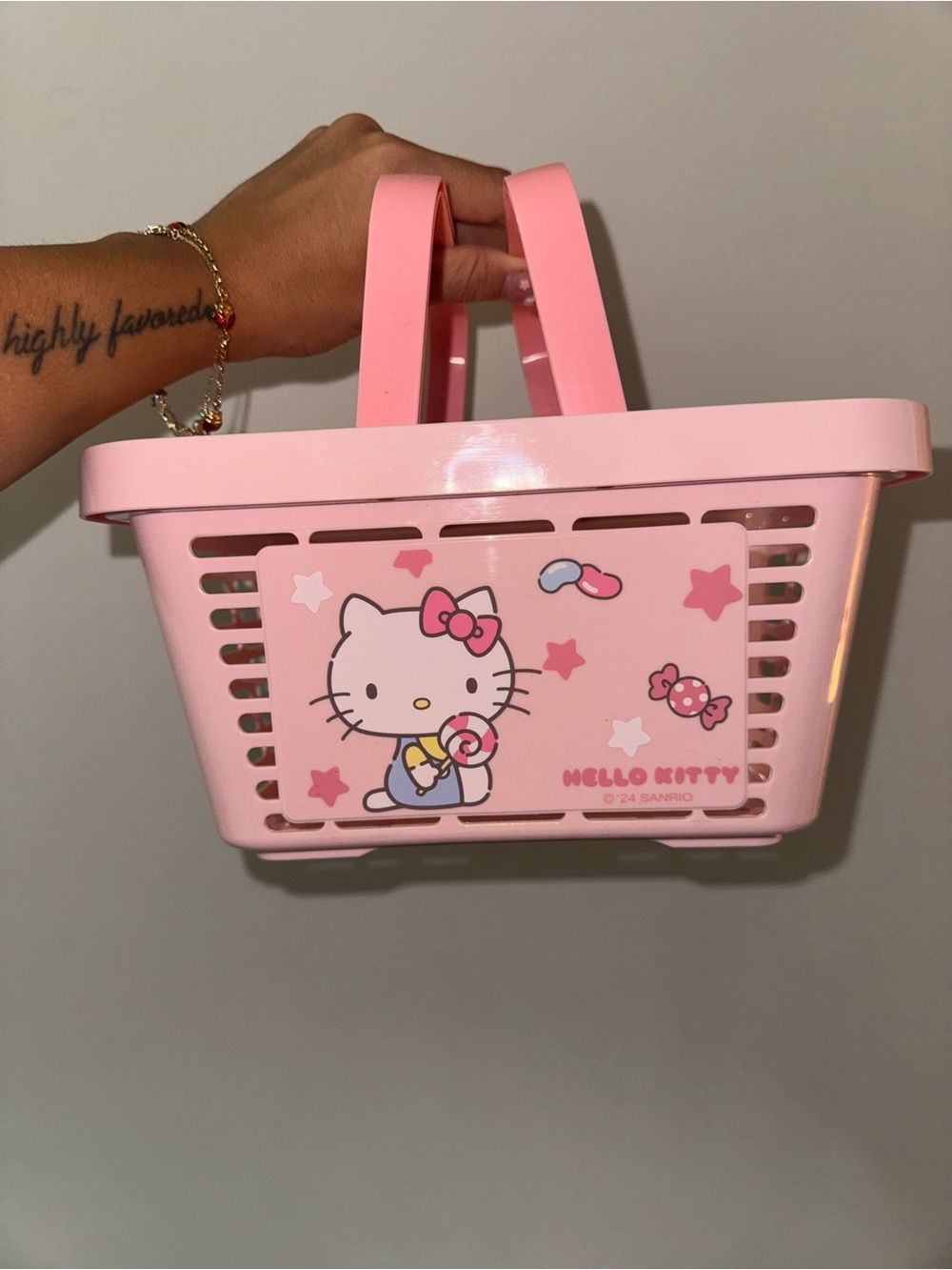 Sanrio Hello Kitty Pink Basket with Handles